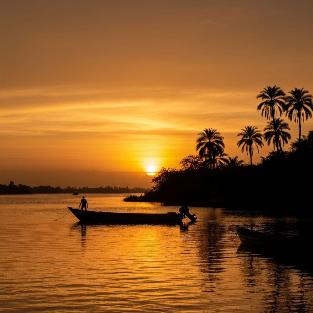 Sunset over River Gambia