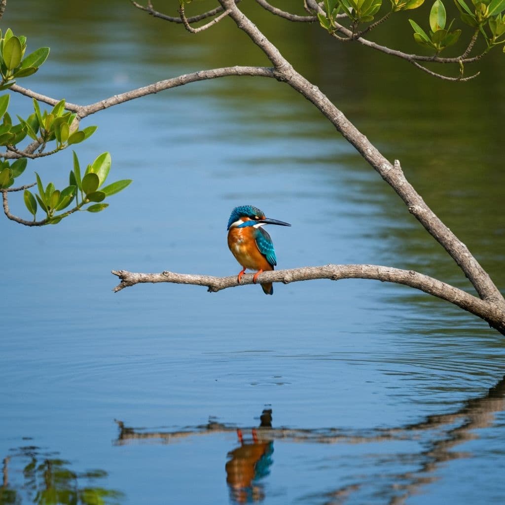 Kingfisher on mangrove branch